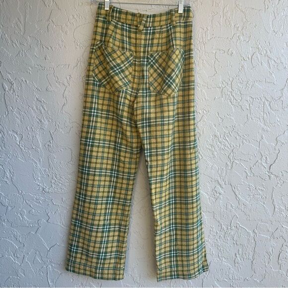 FREE PEOPLE Pants Women  2 Shape Up Trouser Plaid Check Hi Rise Relaxed Fit - Picture 6 of 11